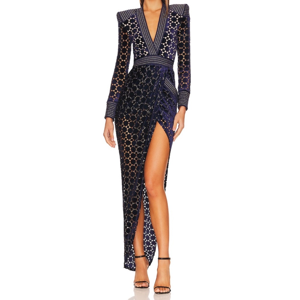 ZHIVAGO Shadow Lounge Gown in Navy